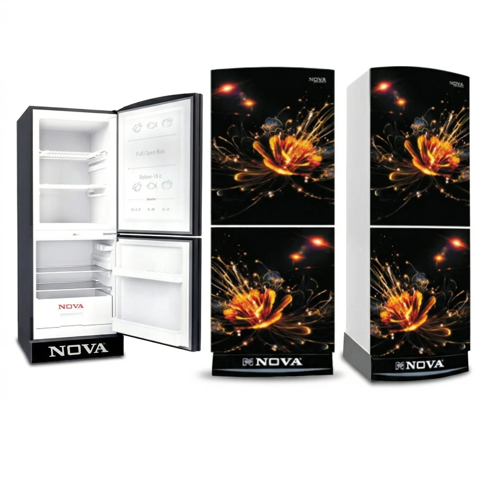 NOVA Glass Door Refrigerator 185L, NV-601